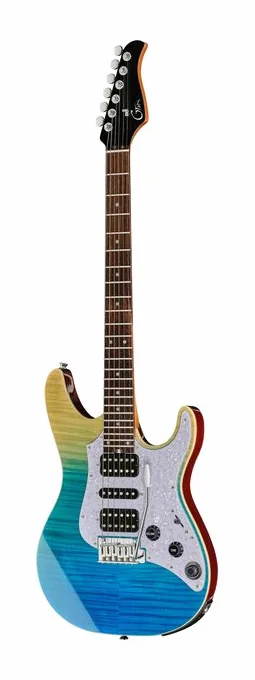 Mooer GTRS Soloist 810 Blue Burst visto di fronte