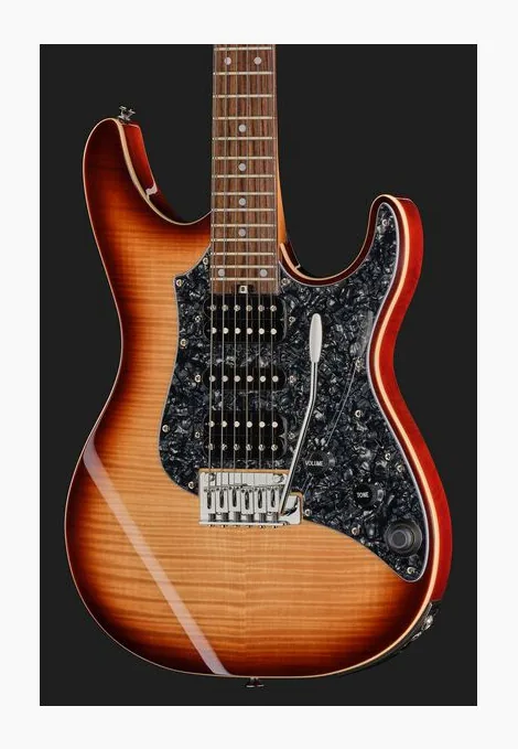 Mooer GTRS Soloist 810 Brown Burst, pickup e manopole dei controlli