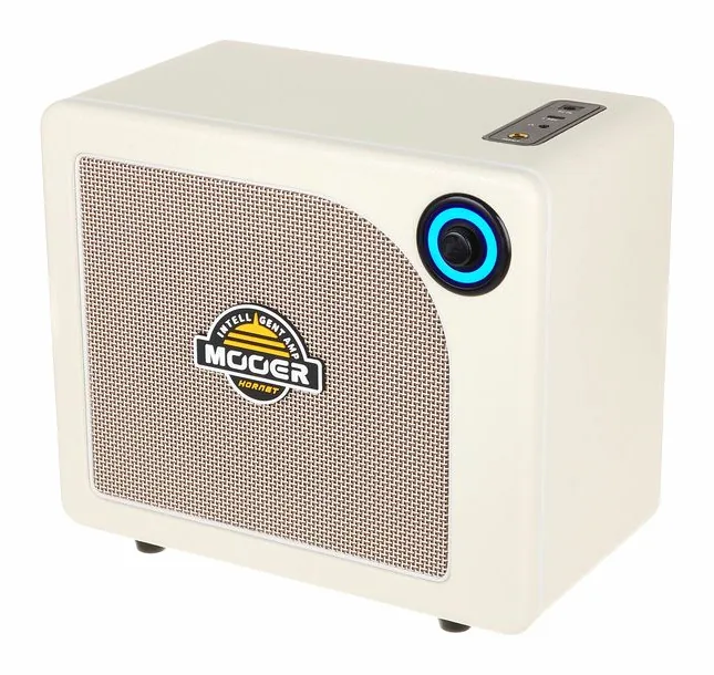 Mooer Hornet 15i Modeling Amp White, pannello dei controlli in primo piano