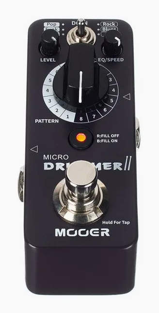 Mooer Micro Drummer II, led e interruttore a pedale