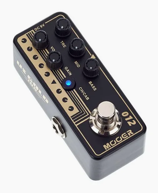 Mooer Micro PreAmp 012 US Gold 100, manopole viste dall'alto