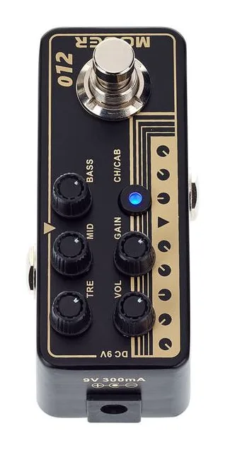 Mooer Micro PreAmp 012 US Gold 100, grafica del pannello superiore