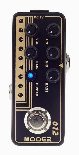 Mooer Micro PreAmp 012 US Gold 100, manopole viste dall'alto