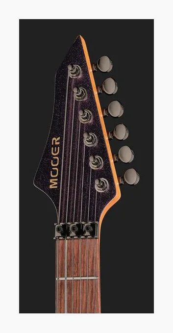Mooer MMT100 FR Guitar Aurora Pink, manico e tastiera visti di lato