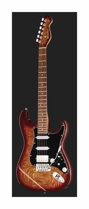Mooer MSC20 Pro Guitar Amber Brown, corpo e verniciatura in primo piano
