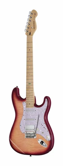 Mooer MSC30 Pro Guitar Sunset Red in primo piano frontale