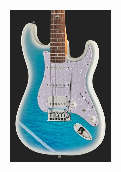 Mooer MSC40 Pro Guitar Dreamy Blue, profilo laterale del corpo