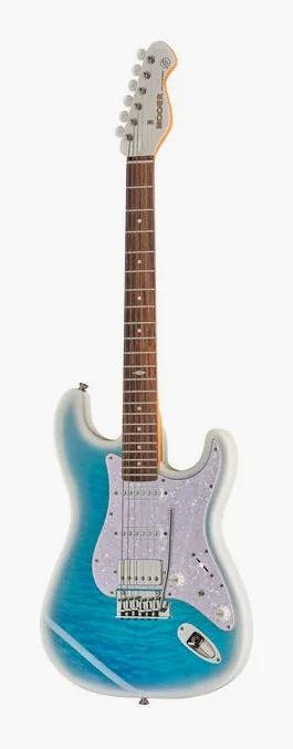 Mooer MSC40 Pro Guitar Dreamy Blue inquadrato di fronte su sfondo neutro