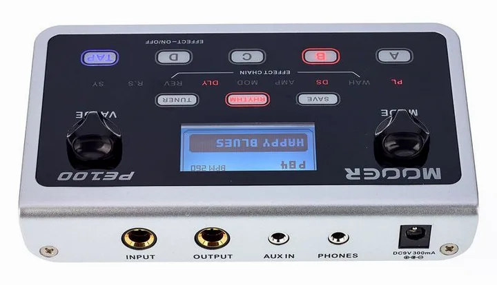 Mooer PE 100 Portable Guitar Effects, manopole viste dall'alto