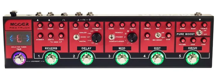 Mooer Red Truck, logo e finiture del pannello frontale
