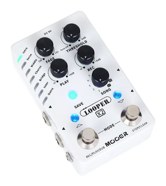 Mooer Stereo Looper X2, manopole viste dall'alto