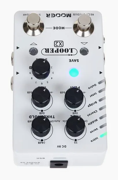 Mooer Stereo Looper X2, grafica del pannello superiore