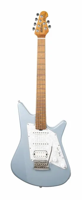 Music Man Albert Lee HSS Firemist Silver visto di fronte