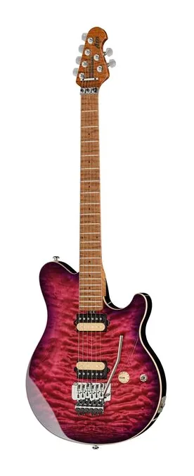 Music Man Axis Ollalieberry Quilt inquadrato di fronte su sfondo neutro