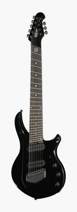 Music Man John Petrucci Majesty 8 DE inquadrato di fronte su sfondo neutro