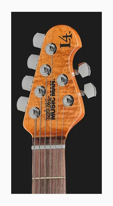 Music Man Luke IV HSS Butane Blue, manico e tastiera visti di lato