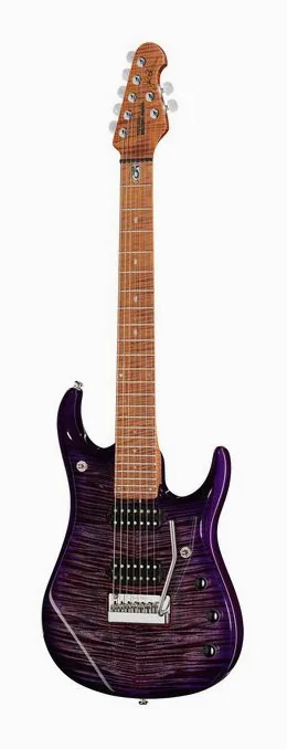 Music Man Petrucci JP15 7 Purple Nebula inquadrato di fronte su sfondo neutro