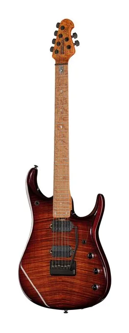 Music Man Petrucci JP15 Amber Waves FT inquadrato di fronte su sfondo neutro