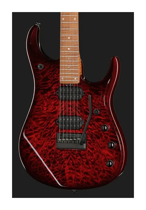 Music Man Petrucci JP15 Red Tide QT, manico e tastiera visti di lato