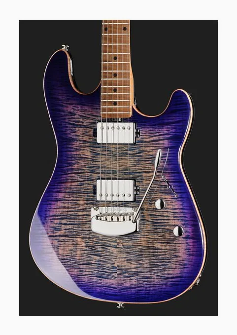 Music Man Sabre Blurple, manico e tastiera visti di lato