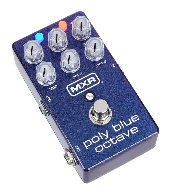 MXR M306 Poly Blue Octave, manopole viste dall'alto