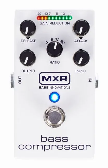 MXR M87 Bass Compressor, grafica del pannello superiore