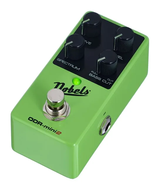Nobels ODR-Mini 2 Overdrive inquadrato di fronte su sfondo neutro