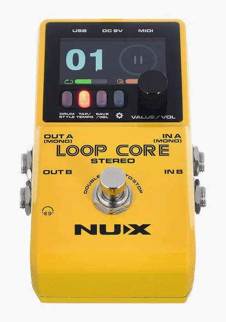 Nux Loop Core Stereo, led e interruttore a pedale