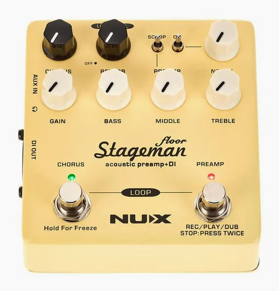Nux Stageman Floor Preamp, grafica del pannello superiore