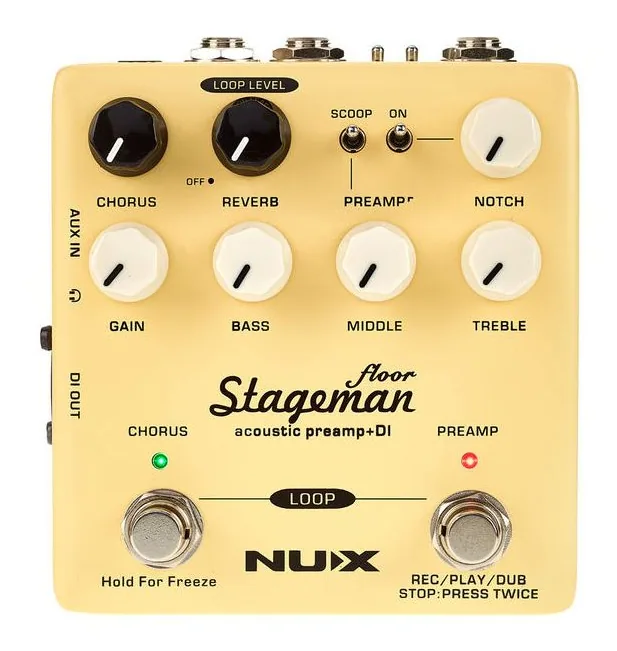 Nux Stageman Floor Preamp, ingressi e uscite laterali