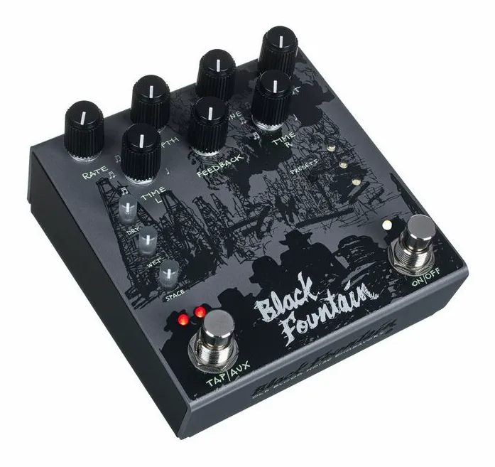 Old Blood Noise Endeavors Black Fountain Stereo Delay SL, grafica del pannello superiore