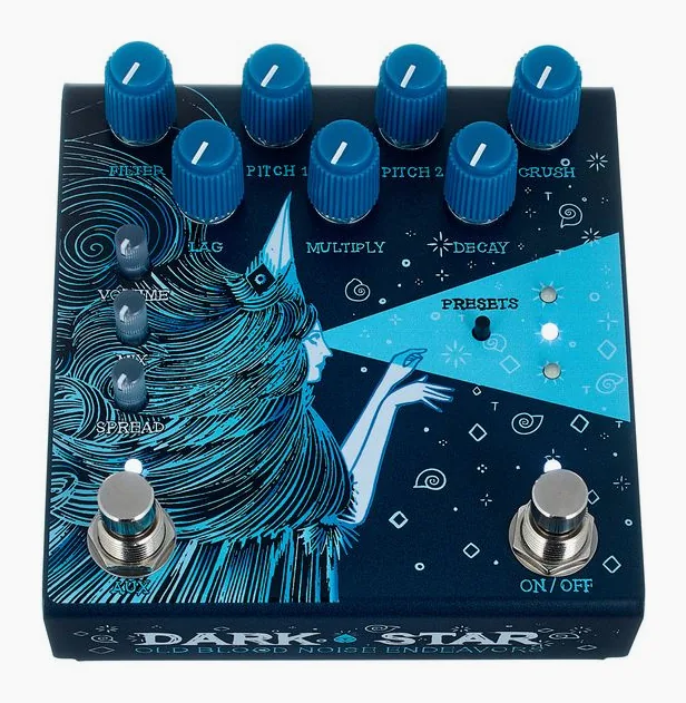 Old Blood Noise Endeavors Dark Star Stereo Reverb, ingressi e uscite laterali