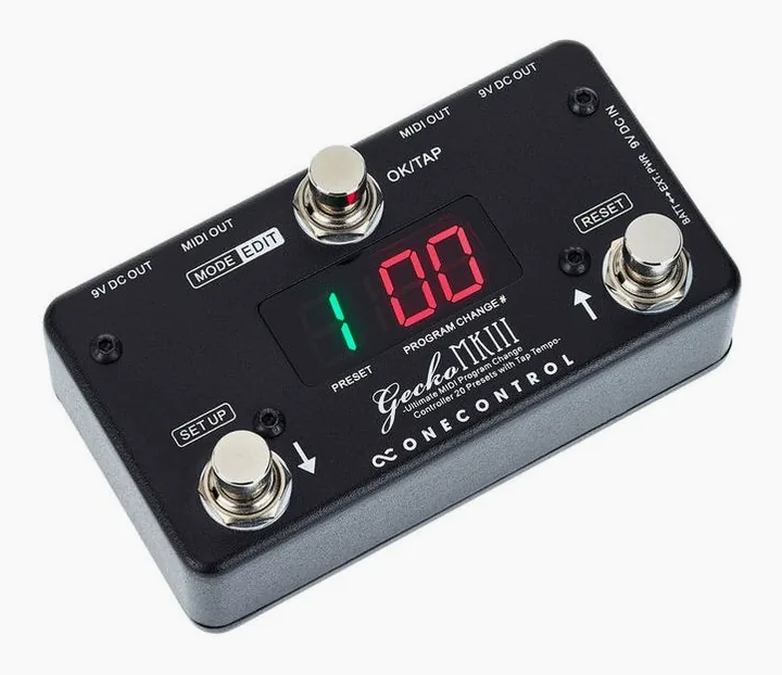 One Control Gecko MKIII, footswitch in primo piano