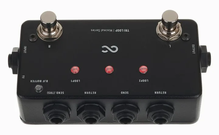 One Control Tri Loop - True Bypass Looper, manopole viste dall'alto