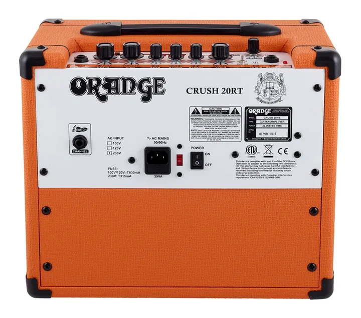 Orange Crush 20 RT, retro con le prese di collegamento