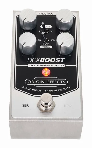 Origin Effects DCX Boost Overdrive, led e interruttore a pedale
