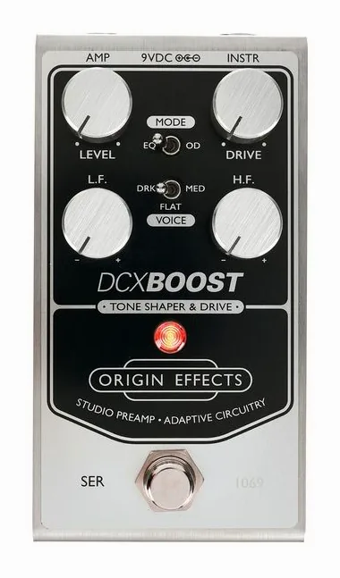 Origin Effects DCX Boost Overdrive, led e interruttore a pedale