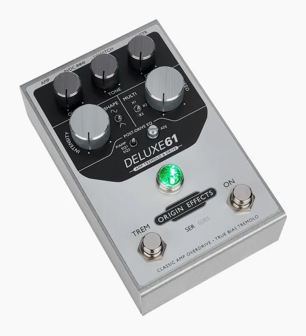 Origin Effects Deluxe 61 Tremolo & Drive, led e interruttore a pedale