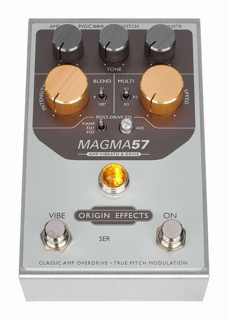 Origin Effects Magma 57 Vibrato & Drive, led e interruttore a pedale