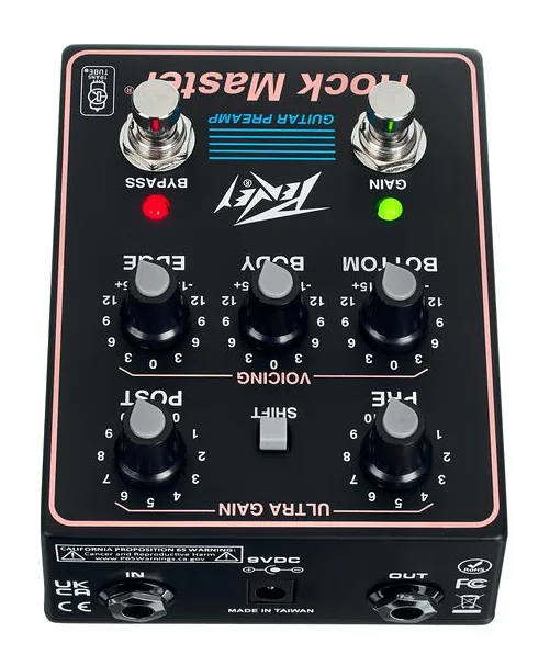 Peavey Rock Master Preamp Pedal, grafica del pannello superiore