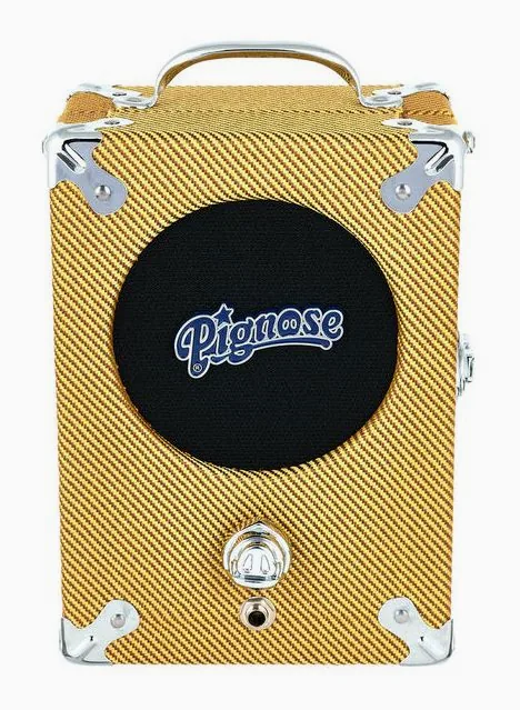 Pignose 7-100 Guitarcombo Tweed, logo e finiture del pannello frontale