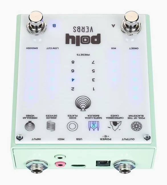 Poly Effects Verbs Reverb, connettori sul retro dell'unita
