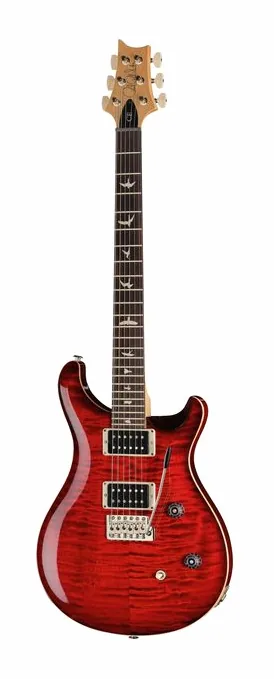 PRS CE 24 Fire Red Burst inquadrato di fronte su sfondo neutro