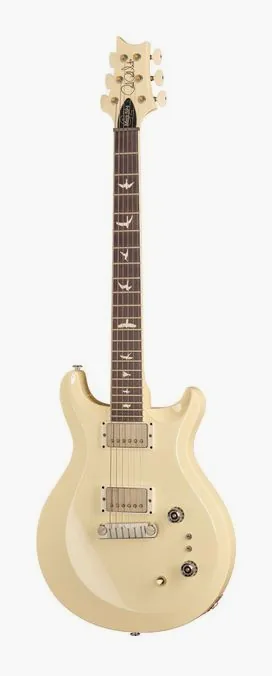 PRS S2 Mira 594 Antique White inquadrato di fronte su sfondo neutro
