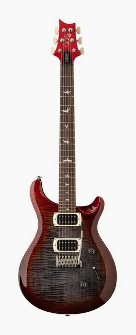 PRS SE Custom 24 Charcoal Cherry B inquadrato di fronte su sfondo neutro