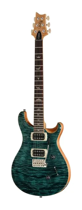 PRS SE Custom 24 Slate Blue inquadrato di fronte su sfondo neutro