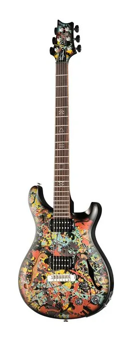PRS SE Ed Sheeran Cosmic Splash inquadrato di fronte su sfondo neutro