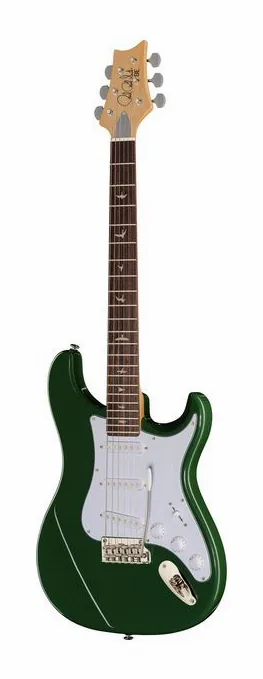 PRS SE Silver Sky Laurel Green in primo piano frontale