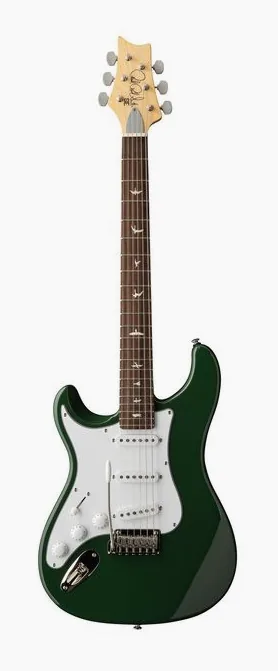 PRS SE Silver Sky Laurel Green LH in primo piano frontale