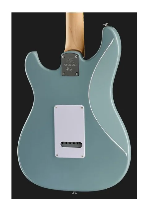 PRS SE Silver Sky Stone Blue Maple, profilo laterale del corpo